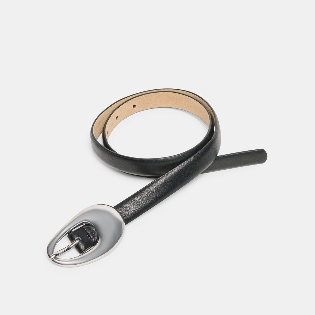 Dolce Vita ACCESSORIES Organic Oval Black Silver Buckle Belt