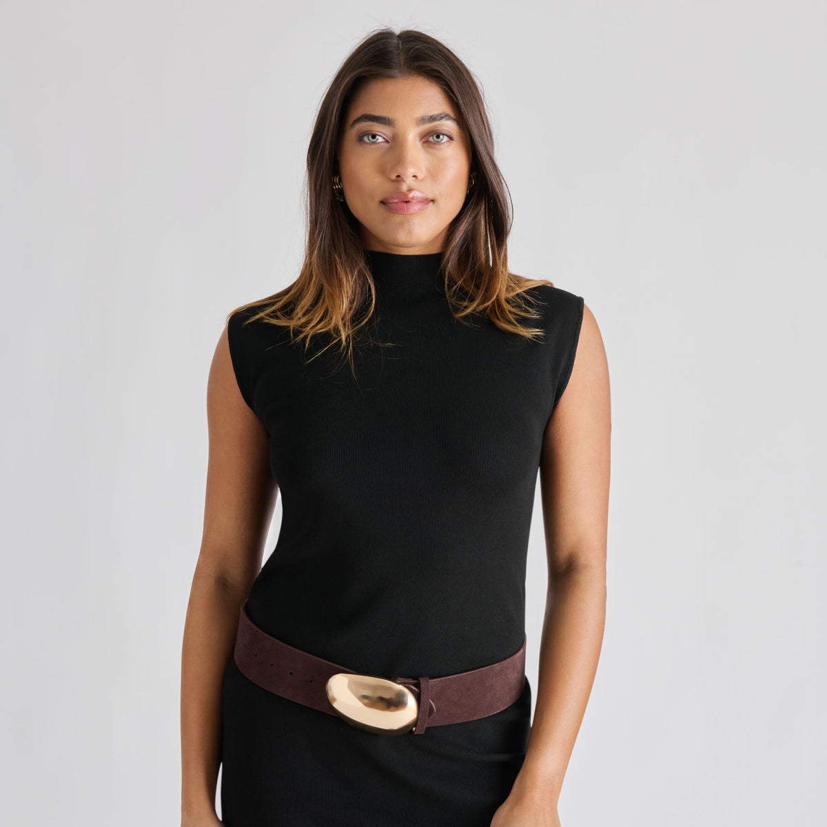 Dolce Vita ACCESSORIES Bubble Mahogany Gold Buckle Belt