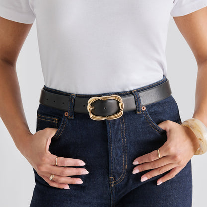Dolce Vita ACCESSORIES Braided Black Gold Buckle Belt