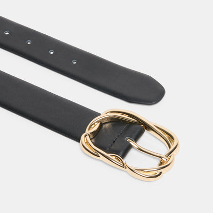Dolce Vita ACCESSORIES Braided Black Gold Buckle Belt