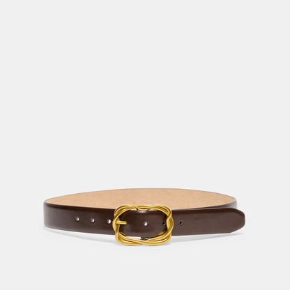 Dolce Vita ACCESSORIES Braided Mahogany Gold Buckle Belt
