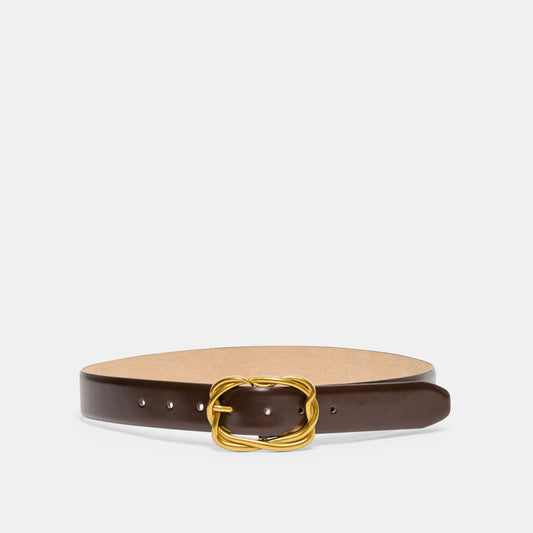 Dolce Vita ACCESSORIES Braided Mahogany Gold Buckle Belt