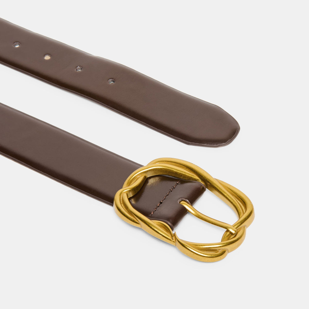 Dolce Vita ACCESSORIES Braided Mahogany Gold Buckle Belt