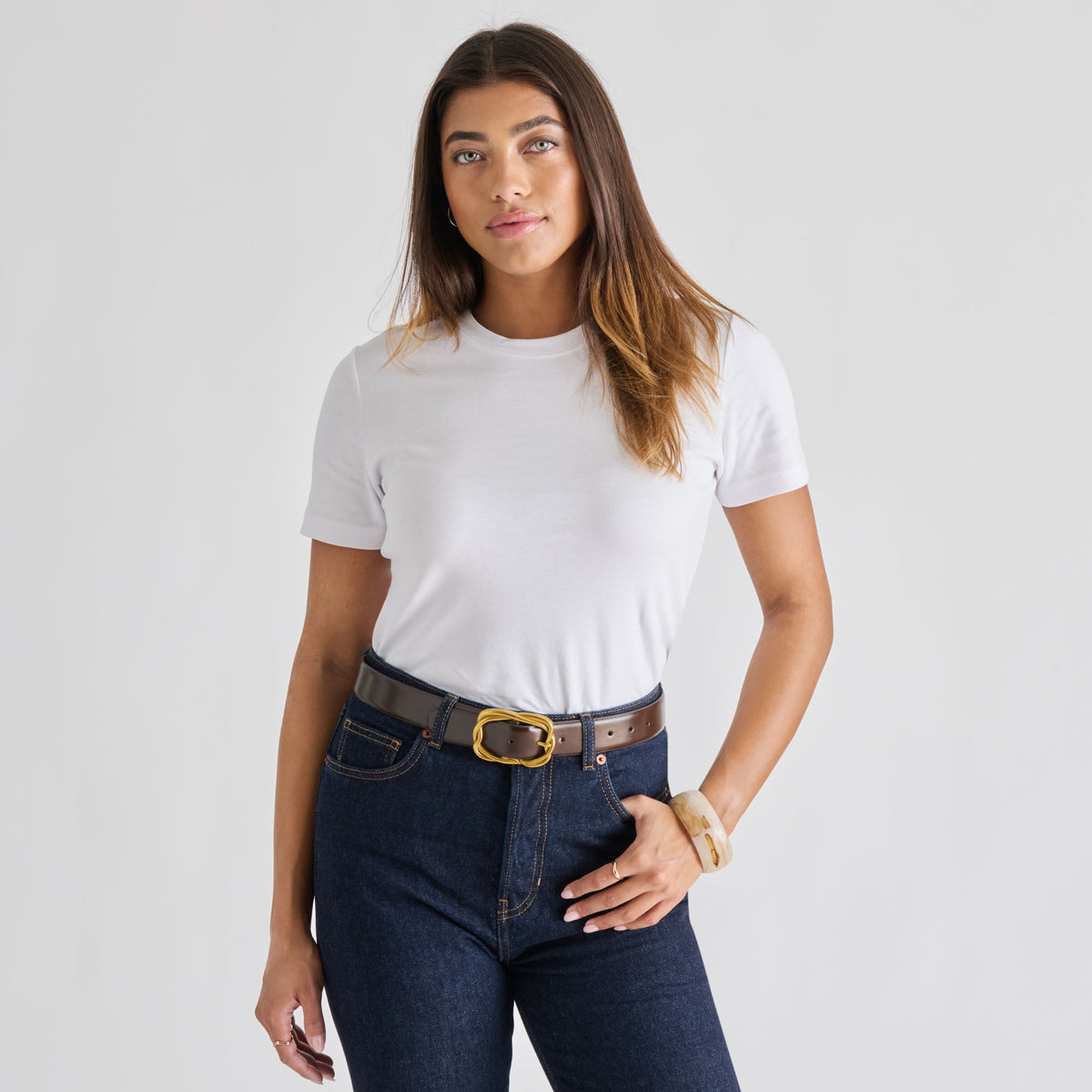 Dolce Vita ACCESSORIES Braided Mahogany Gold Buckle Belt