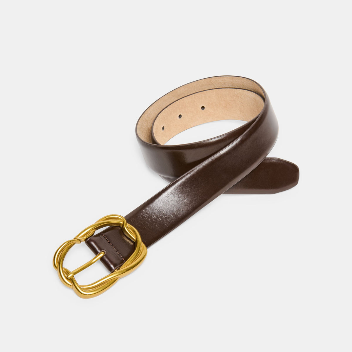 Dolce Vita ACCESSORIES Braided Mahogany Gold Buckle Belt