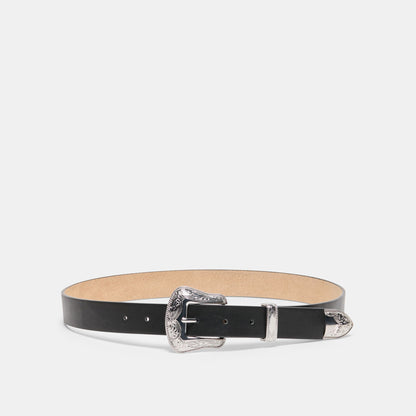 Dolce Vita ACCESSORIES Vintage Western Black Silver Buckle Belt
