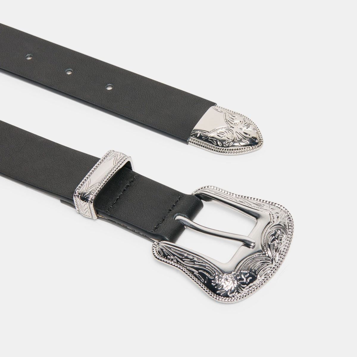 Dolce Vita ACCESSORIES Vintage Western Black Silver Buckle Belt