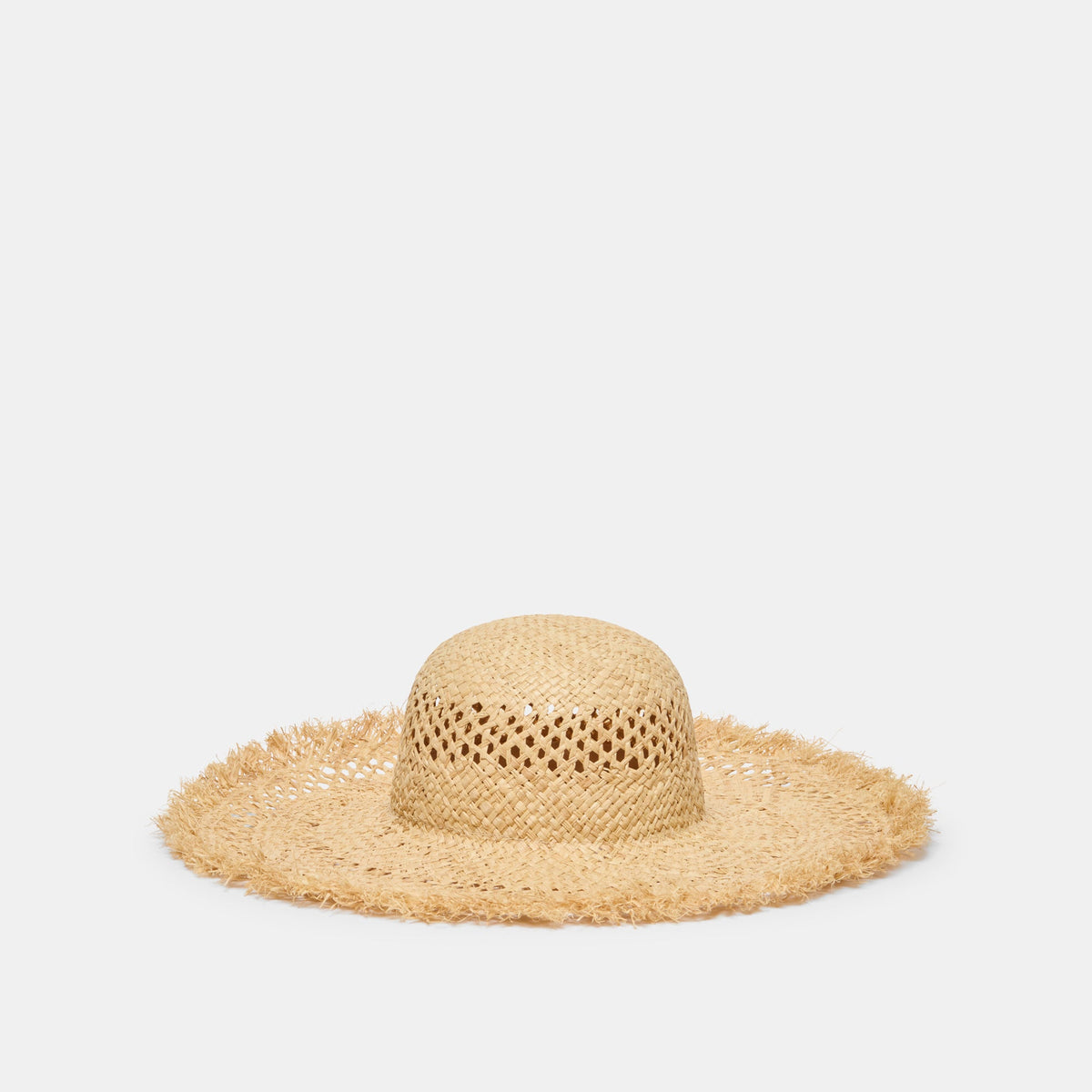 Dolce Vita ACCESSORIES Open Weave Tan Sunhat with Frayed Edge