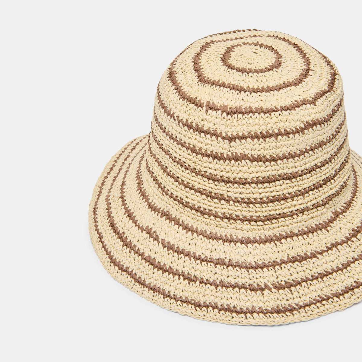 Dolce Vita ACCESSORIES Striped Brown Natural Straw Cloche