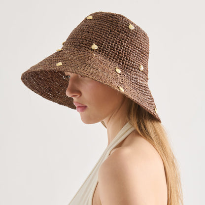 Dolce Vita ACCESSORIES STRAW CLOCHE WITH CHARMS BROWN
 – Dolce Vita