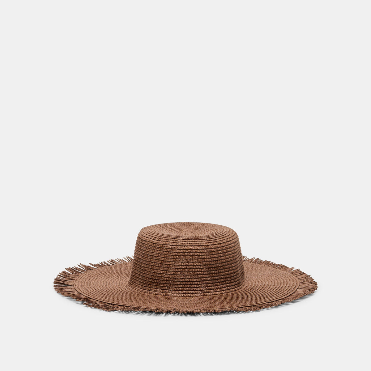 Dolce Vita ACCESSORIES Floppy Dark Brown Sunhat with Ribbon and Frayed Edge