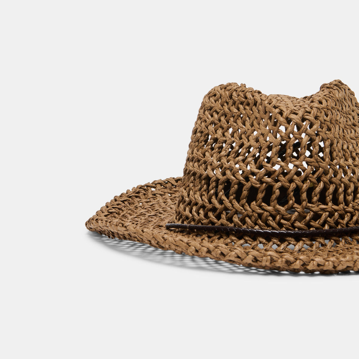 Dolce Vita ACCESSORIES Thick Weave Dark Brown Cowboy Hat with Strap