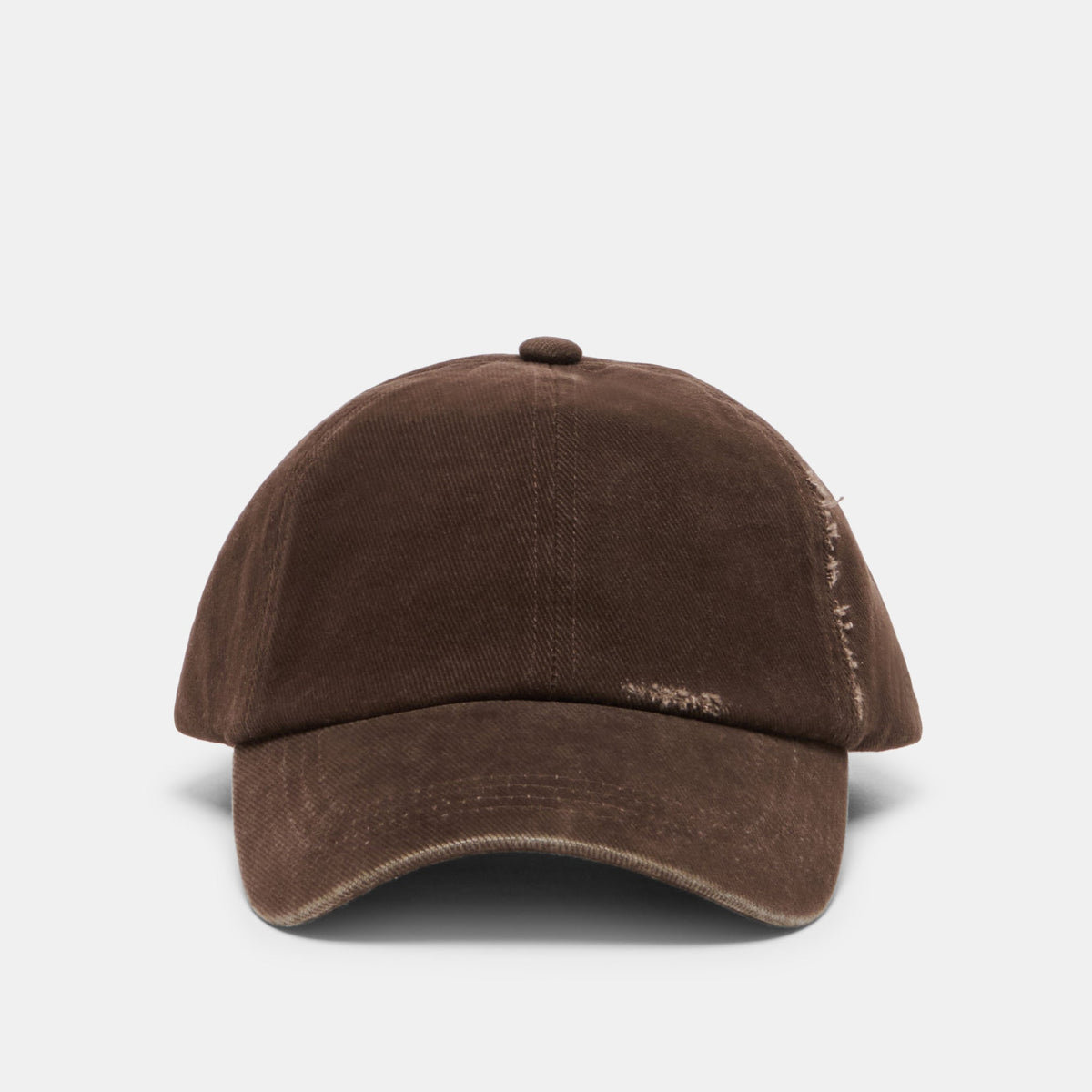 Dolce Vita ACCESSORIES Distressed Dark Brown Baseball Cap with Embroidery