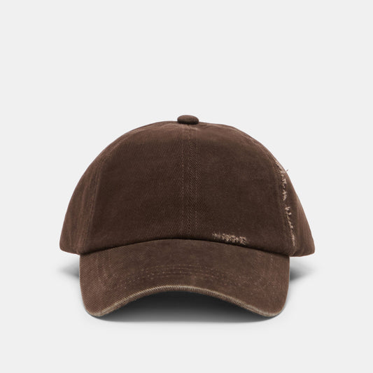 Dolce Vita ACCESSORIES Distressed Dark Brown Baseball Cap with Embroidery