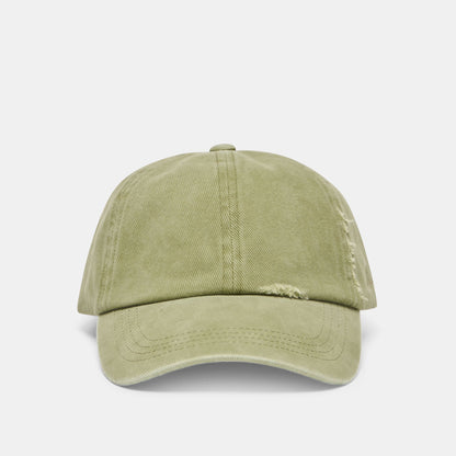 Dolce Vita ACCESSORIES Distressed Olive Baseball Cap with Embroidery